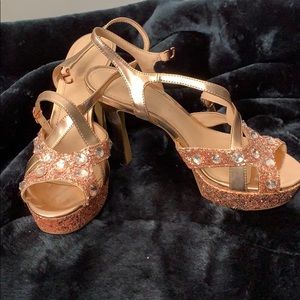 Rose Gold Glitter Heels (Charles and Keith)